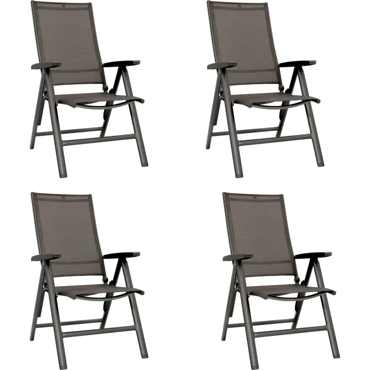 KETTLER Set 4x Klappsessel Multipositionssessel CROWD Anthrazit