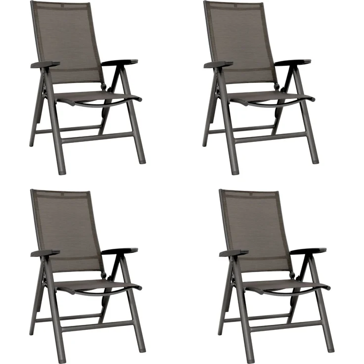 KETTLER Set 4x Klappsessel Multipositionssessel CROWD Anthrazit – Bild 1