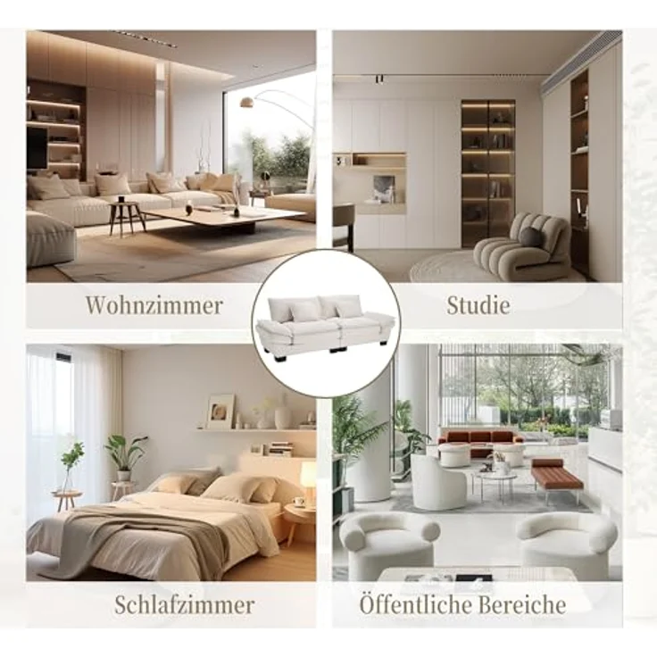 Ball & Cast Couch mit Schlaffunktion, Samt Sofa 2 Sitzer mit Kissen für das Wohnzimmer Wohnung Schlafzimmer, 224 x 81 x 81 (BxHxT), Beige – Bild 8