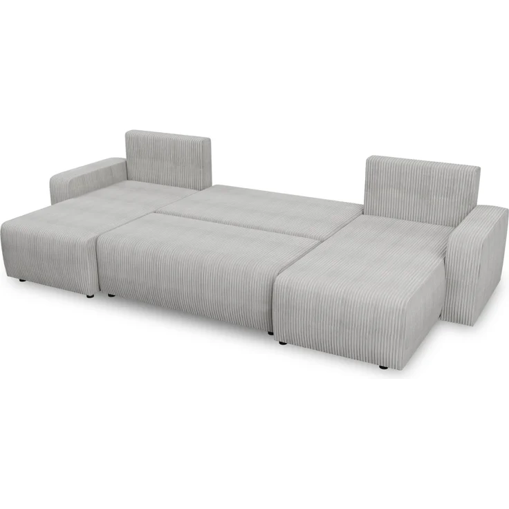 Wohnlandschaft mit Schlaffunktion Roma - U-Form Couch, Schlafsofa mit Bettkasten, Couchgranitur mit Bettfunktion, Big Sofa, Cord Stoff (Pink (Poso 052)) – Bild 3