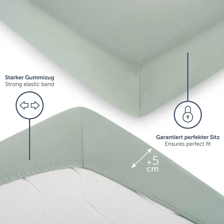 Blumtal® Premium Spannbettlaken 160x200 cm 2er Set Jersey - OEKO-TEX zertifiziertes Bettlaken 160x200 cm Baumwolle 100%/Spannbetttuch 160x200 für Matratzen bis 25cm - Laken 160x200 - Summer Green - Grün – Bild 4