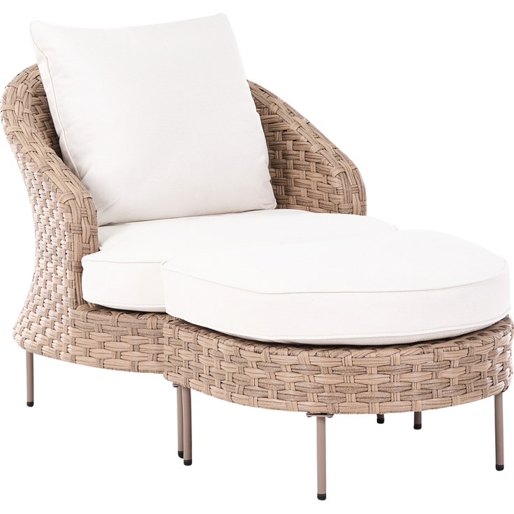 Gartensessel mit Ottomane ARCILLE Polyrattan Braun – Bild 4