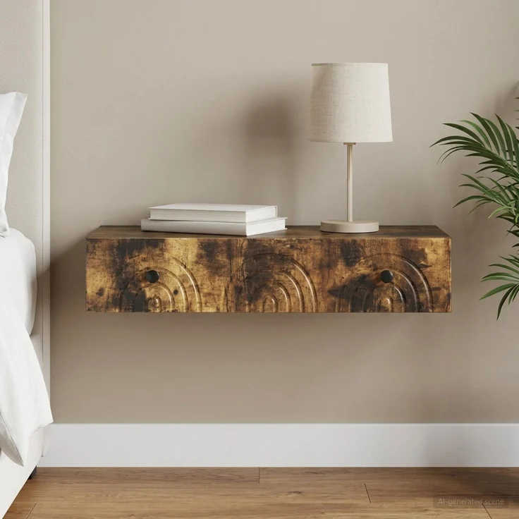 vidaXL Wandmontierter Beistelltisch Geräucherte Eiche Holzwerkstoff 898160 – Bild 1
