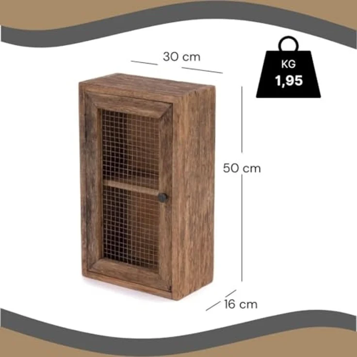 DESIGN DELIGHTS Wandregal WANDSCHRANK FILO, Teak, Mahagoni, rustikaler Aufbewahrungsschrank – Bild 2