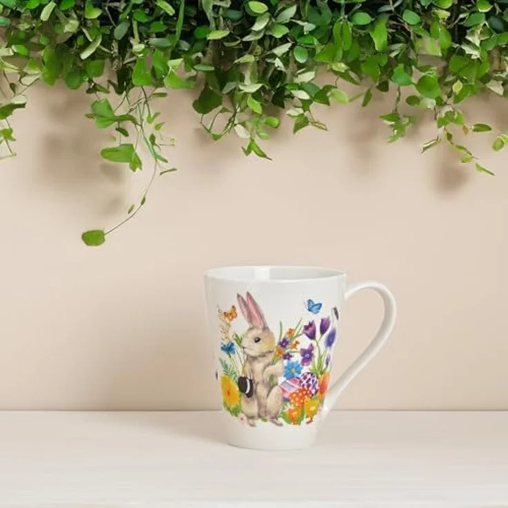matches21 HOME & HOBBY Tasse Kaffeetassen 2er Set Ostern Frühling Osterhase Blumen, 2-tlg, Porzellan, Tee, Kaffee-Becher, klassisch, weiss bunt, 350 ml – Bild 6