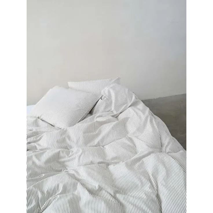 Marc O'Polo Bettwäsche Classic Fine Stripe, Anthrazit, 2-teiliges Set, 135x200 cm, GOTS-zertifiziert, aus Baumwolle, für Hausstauballergiker geeignet – Bild 3