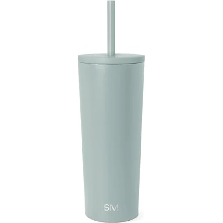 Simple Modern Thermobecher mit Strohhalm und Deckel | Trinkbecher mit Henkel Wiederverwendbare Edelstahl | Geschenke für Frauen und Männer | Classic | 710ml | Sea Glass Sage – Bild 1