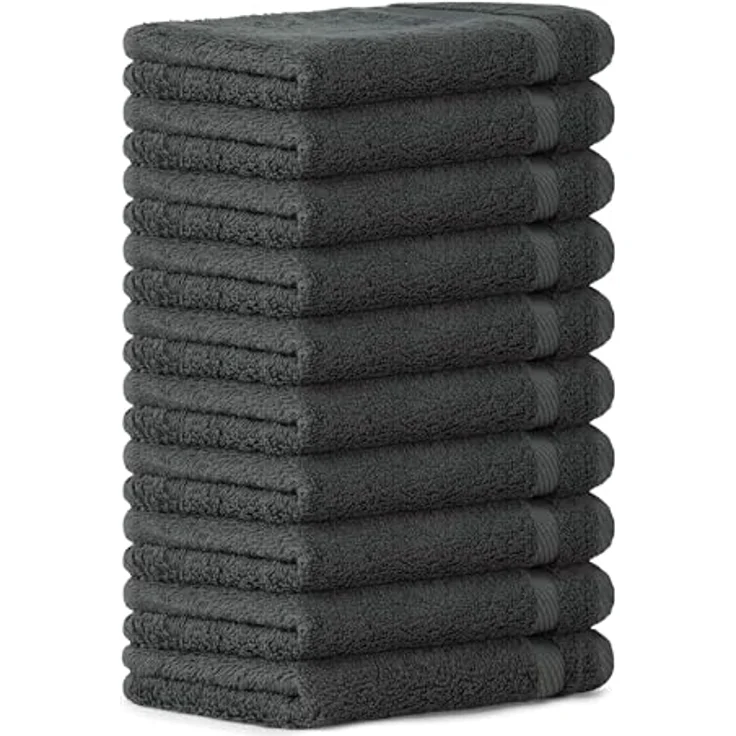 Luckytowel Gästehandtücher 30x50 cm, Oeko-TEX 100% Baumwolle, 600 g/m², flauschig & saugstark, 10er Pack Anthrazit – Bild 1