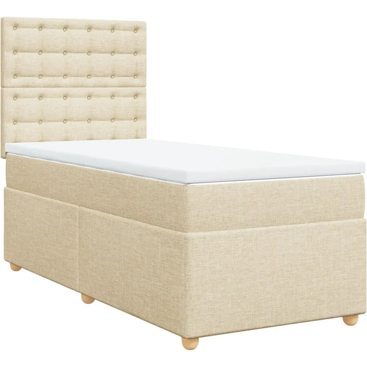 vidaXL Boxspringbett mit Matratze Creme 80x200 cm Stoff 3293426 – Bild 3