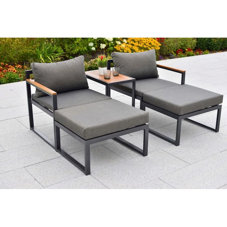 MERXX Gartenlounge-Set Lindos, (Set, 11-tlg), inkl. 2 Sessel, 2 Hocker, 2 Rückenkissen, 4 Sitzkissen, 1 Tisch – Bild 1