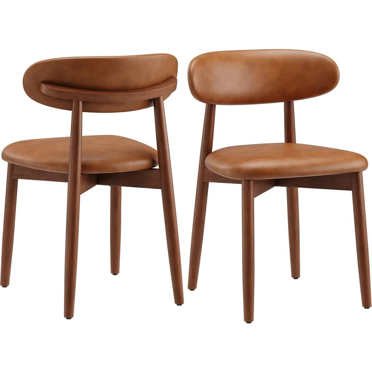 COLAMY Stühle Esszimmer 2er Set, Esszimmerstuhle Küchenstühle Hochdichter Schaumstoff, Atmungsaktives PU-Leder, Gepolsterte Sitzfläche, Sitzstuhl für Küche Wohnzimmer Haushalt & Café, Braun