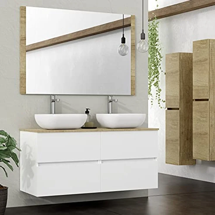 Baikal Badezimmermöbel-Set Duo, inkl. Waschbecken, Wandmontage, mit Keramikwaschbecken, Verschiedene Ausführungen und Maße, montiert. – Bild 3
