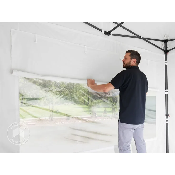 3x6 m Faltpavillon, PREMIUM Stahl 40mm, Seitenteile mit Panoramafenstern, weiß – Bild 6