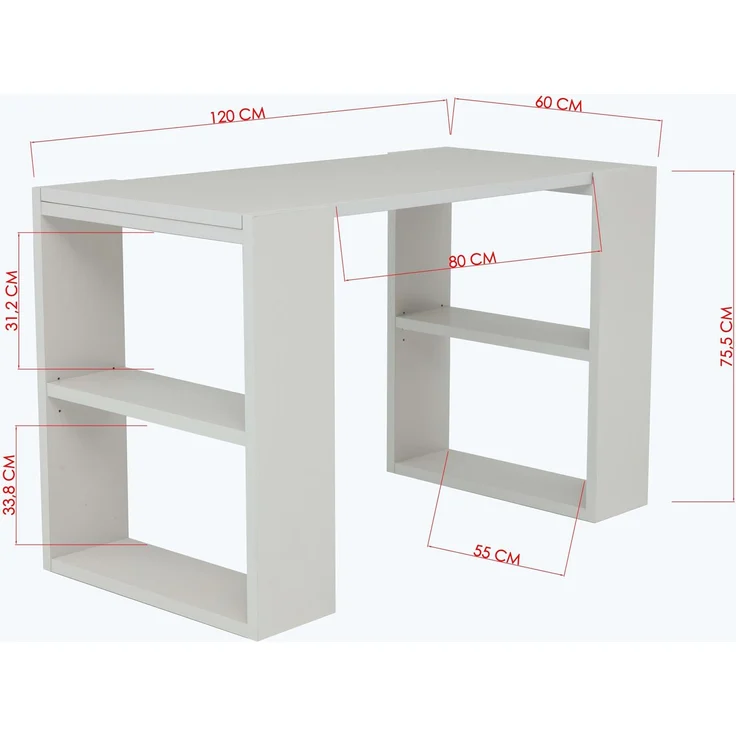 Schreibtisch Note, inkl. Regale, 120x60x75 cm, grau Dekor – Bild 7