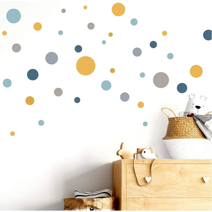 Little Deco Wandaufkleber 86 Punkte Kinderzimmer Mädchen Kreise Junge I blau gelb Mint I Wandtattoo Klebepunkte Wandsticker Set Dots bunt selbstklebend DL386