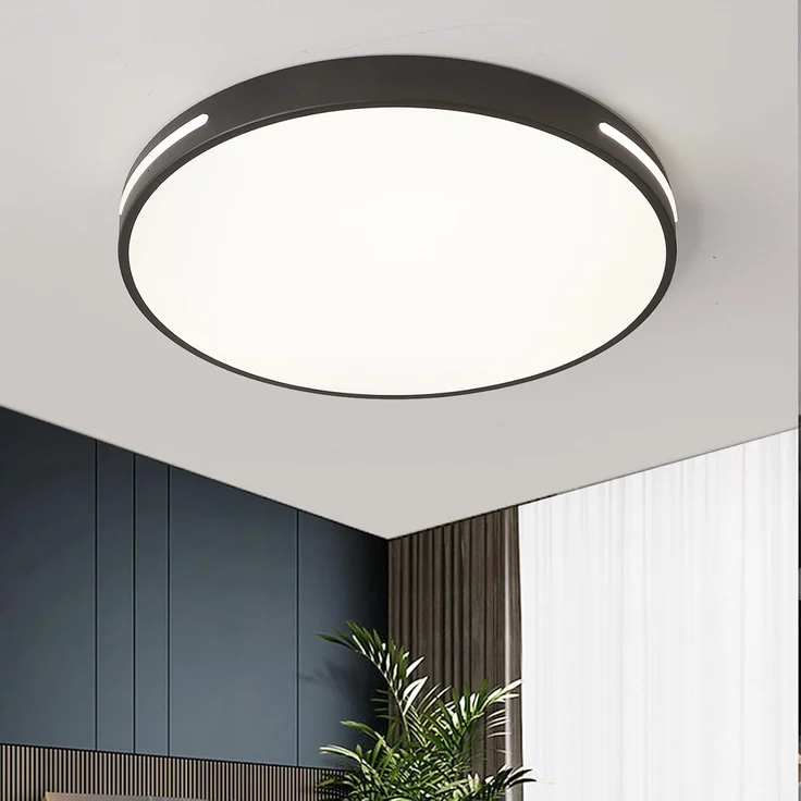 Natsen Deckenleuchte LED Deckenlampe, 96W, Voll dimmbar mit Fernbedienung, 3000K-6000K, Warmweiß bis kaltweiß, Rund Leuchte für Wohnzimmer, Gastzimmer, Büro (Schwarz 50x50x5cm) – Bild 1