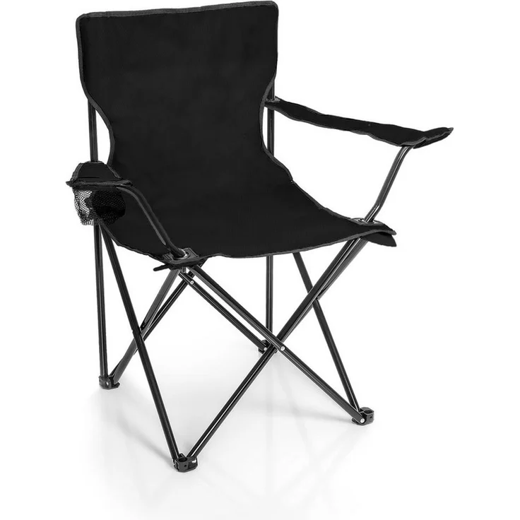 BigDean Campingstuhl Faltstuhl Campingstuhl Anglerstuhl Getränkehalter Klappstuhl (Packung, 1 St), Schwarz, Klappbar, Getränkehalter, Tragetasche – Bild 1