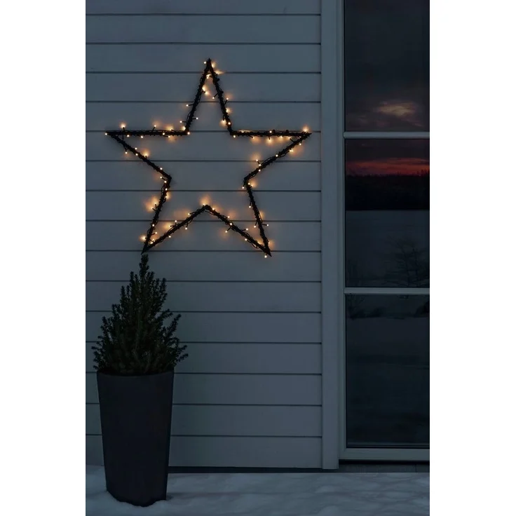 KONSTSMIDE LED-Lichterkette LED Solar Lichterkette, gefrostet, 200 bernsteinfarbene Dioden, Timer, 200-flammig, Fernbedienbar Dimmbar, 8 Lichtfunktionen, Solarbox über USB aufladbar – Bild 3