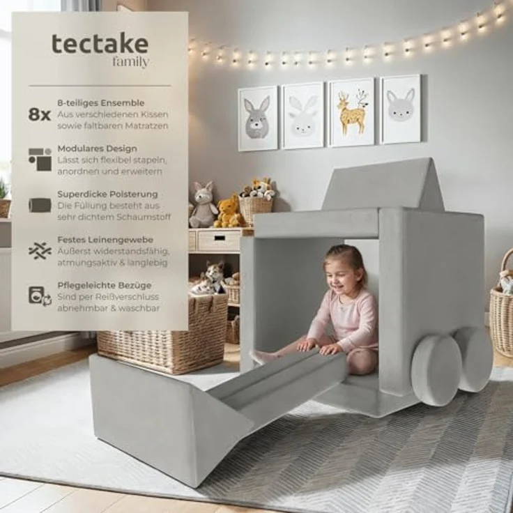 tectake Kindersofa Spielsofa, 8-teilig, flexible Anordnung – Bild 4