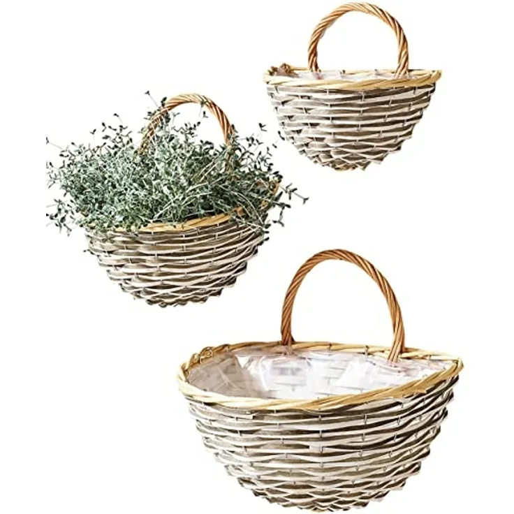 Kobolo Dekokorb Wandkorb bepflanzbar Weide mit Folie 3-teilig