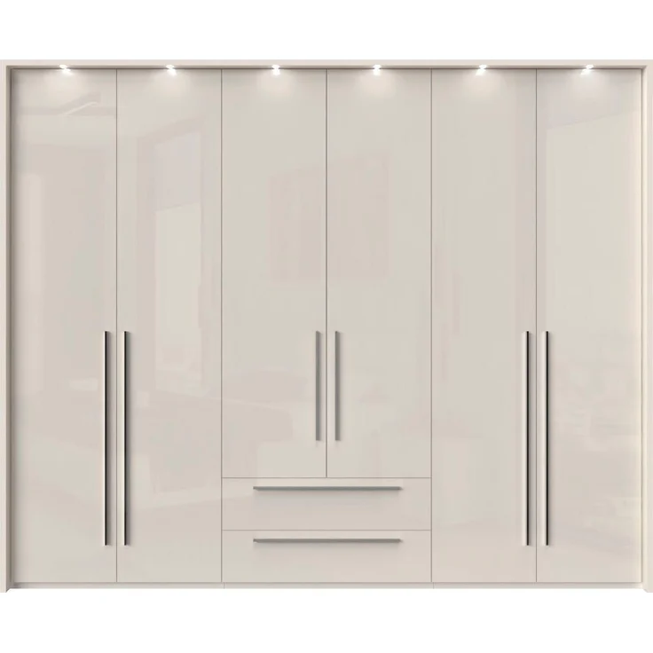 Places of Style Kleiderschrank Piano beige, UV lackiert, hochglänzend, in vielen Breiten mit 2 Schubladen – Bild 5