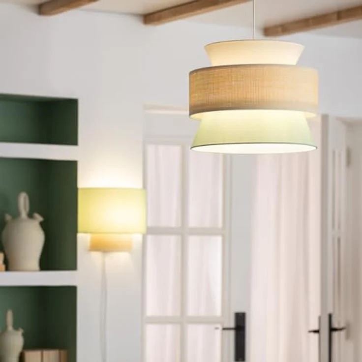 LEDKIA LIGHTING Chulu Hängeleuchte, Elegantes Design, E27 kompatibel, Vielseitig für Wohnzimmer, Küche & Schlafzimmer, Grün, Textil – Bild 4