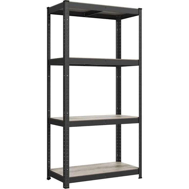 Songmics Standregal, Bücherregal, Schwerlastregal, Kellerregal, Lagerregal, verstellbar, 40 x 80 x 160 cm, bis 520 kg belastbar, für Küche, Wohnzimmer, Greige-Schwarz