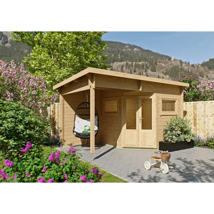 Fjordholz 5-Eck Gartenhaus Modell Leva 2B Natur