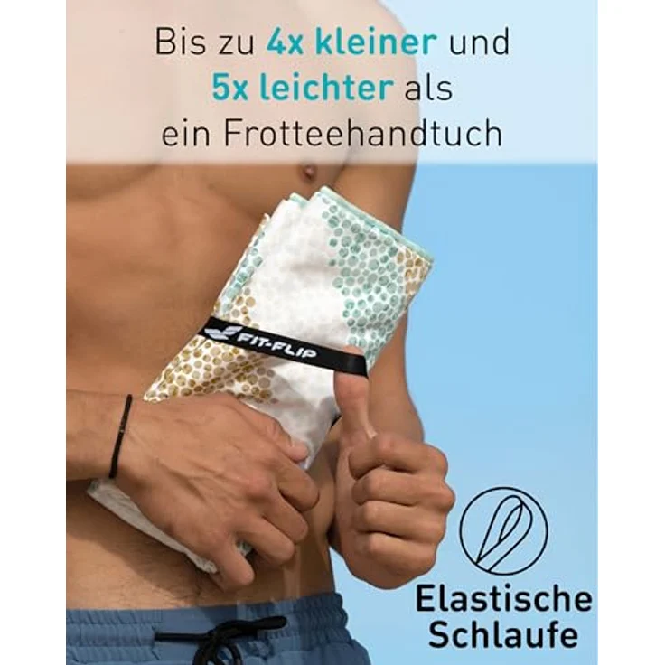 Fit-Flip Strandtuch XXL Mikrofaser, leicht und schnelltrocknend, 100% recyceltes Badetuch (Crocodile 200x90cm) – Bild 5