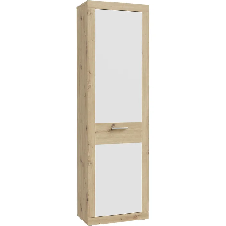 Garderobenschrank >BACCIO< 1 Tür, Stange, Weiss/ Artisan Eiche Dekor - 58,3x196,8x33,8cm (BxHxT)