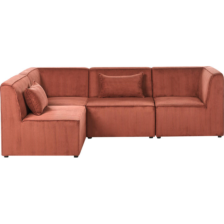 Modul Ecksofa 4-Sitzer LEMVIG Cord Dunkelrot linksseitig – Bild 7