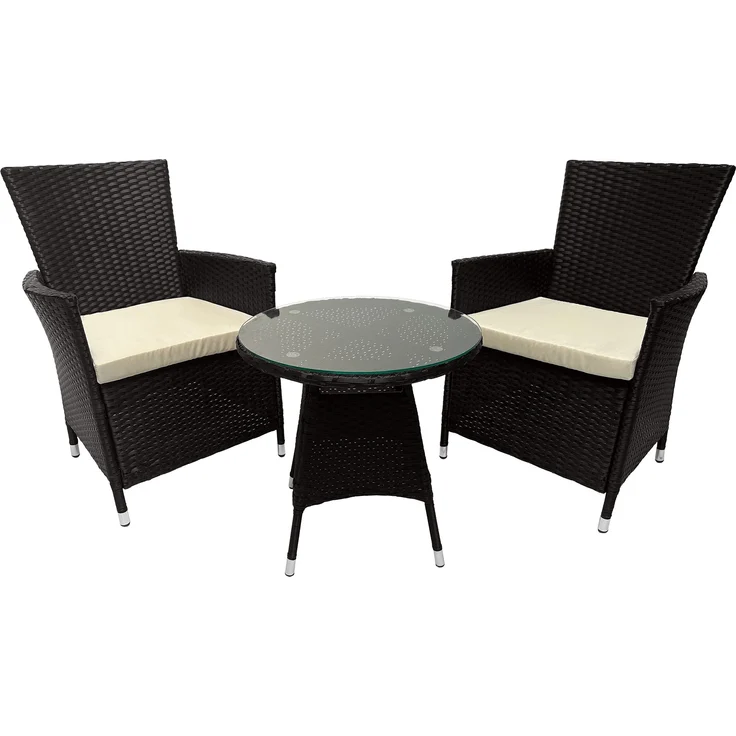 Outdoor Sitzgruppe RIRAM - Kunststoff Dunkelbraun 110x110x84 cm | Gartenmöbelset 2 Personen Poly Rattan Balkonmöbel Set Bistrotisch Terrassenmöbelset – Bild 1