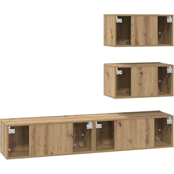 vidaXL TV-Schrankset Wandmontiert 4 pcs Artisan-Eiche Holzwerkstoff 3393395 – Bild 8