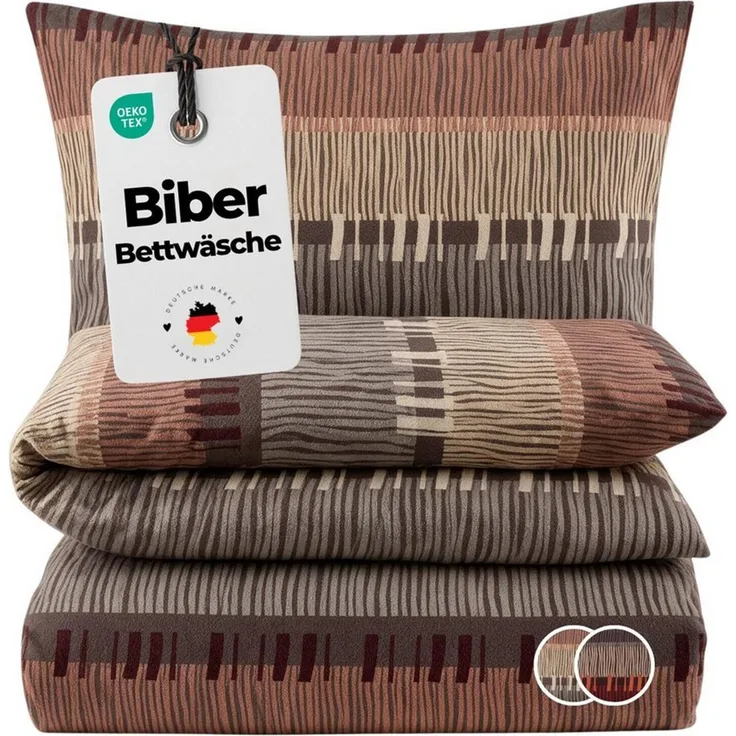 Carpe Sonno Bettwäsche Biber Warme Bettwäsche Winter Flanell Boho Baumwolle 135 x 200, Biber, 2 teilig, Kuschelige Biberbettwäsche - Feinbiber - Reißverschluss - 135x200 cm