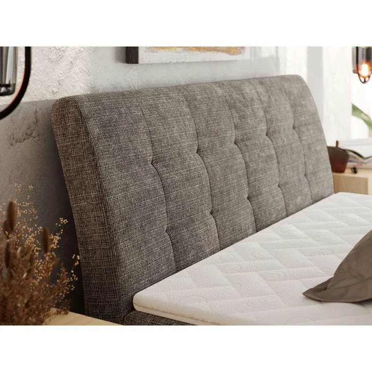 Boxspringbett DAGOS 120 x 200 cm mit Kopfteil, Lattenrost und Stauraum – Doppelbett mit Matratze & Topper Visco , stabile Konstruktion, Bettkasten, modernes Design - Braun Schenille grob gewebt - H4 – Bild 3