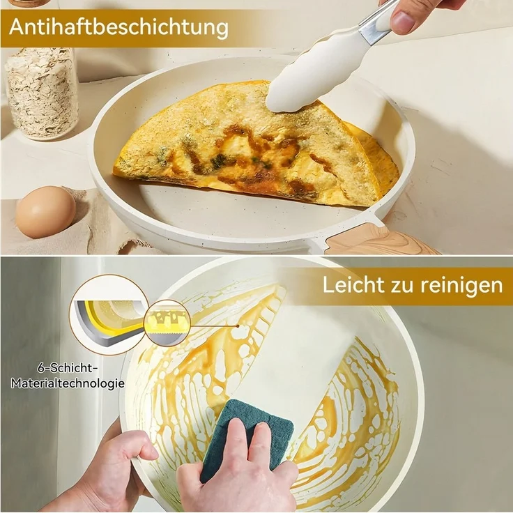 SEHAUSEU Pfannen-Set Topf-Set Kasserolle Bratpfanne Antihaft,weiß,11-tlg, (11-tlg) – Bild 2