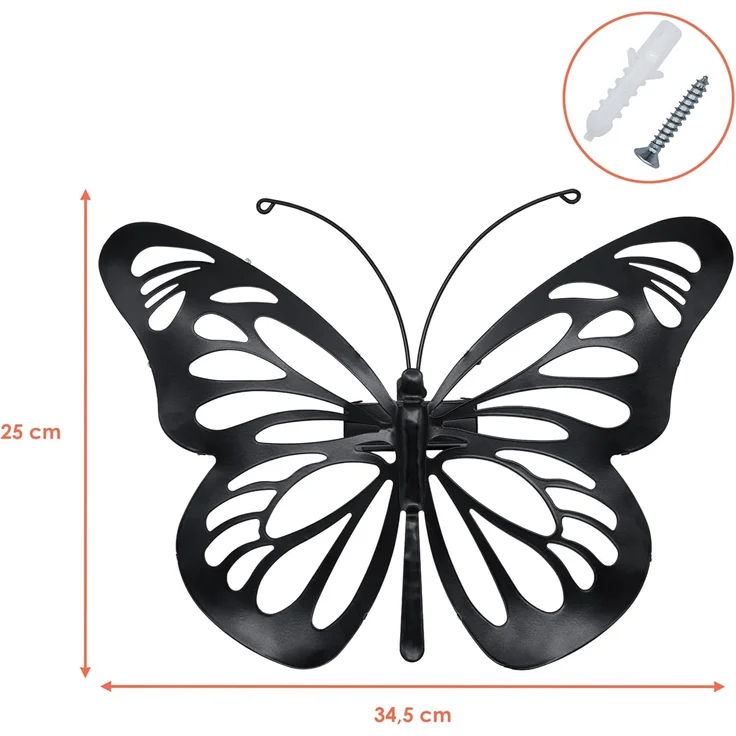 Spetebo LED Dekofigur Solar Wandbild Schmetterling schwarz mit 31 LED, Dämmerungssensor, LED fest integriert, warm weiß, solarbetrieben – Bild 2