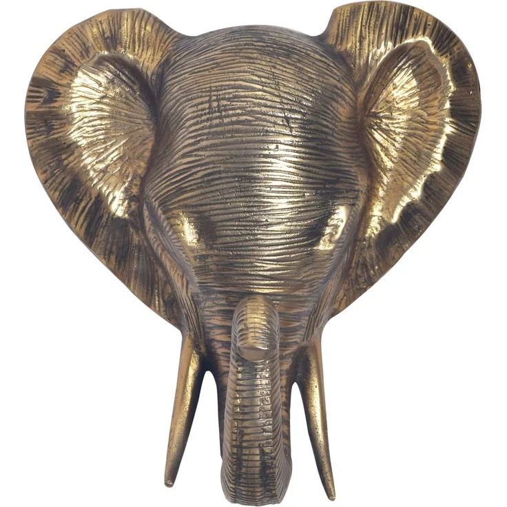 FineBuy Wanddeko Elefant Aluminium Gold Afrika 41 cm Tierkopf, Design Wanddekoration Metall Deko Alu Modern, Wohndeko Exotisch, Wandskulptur Dekoration Wohnaccessoire – Bild 6