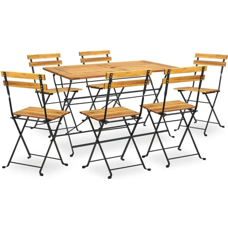 vidaXL 7-tlg. Garten-Essgruppe Klappbar Akazie Massivholz 3058156