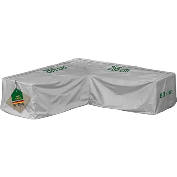 Mehr Garten Premium Protect Lounge Abdeckung L-Form, 255x255x80 cm, hellgrau, wasserdicht, atmungsaktiv und UV-beständig aus 2-lagigem Polyestergewebe