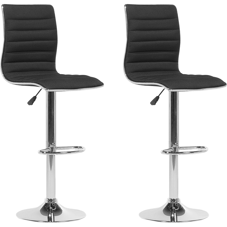 Barhocker Polsterbezug schwarz höhenverstellbar 2er Set LUCERNE