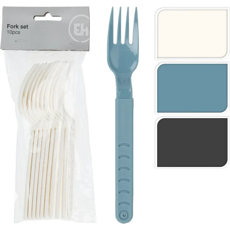 Koopman Tafelgabel Kunststoff 3 Farben 10/20 Tlg. Set (20 Stück), 20tlg, Kunststoff, Campinggabel, Kuchengabel, 18cm