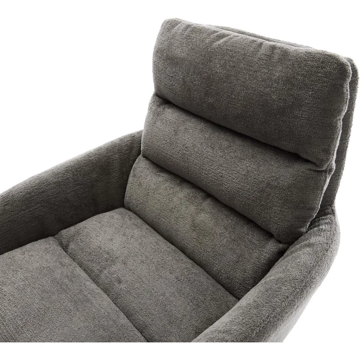 Drehstuhl Abelia-Flex mit Armlehnen Bouclé Soft Schlamm Holzgestell kantig Natur 180° drehbar – Bild 6