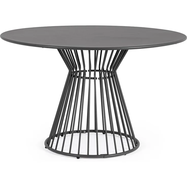 Gartentisch Nistas aus Metall, modern rund mit Mittelfuß, anthrazit, Ø 120 cm, für 4–6 Personen