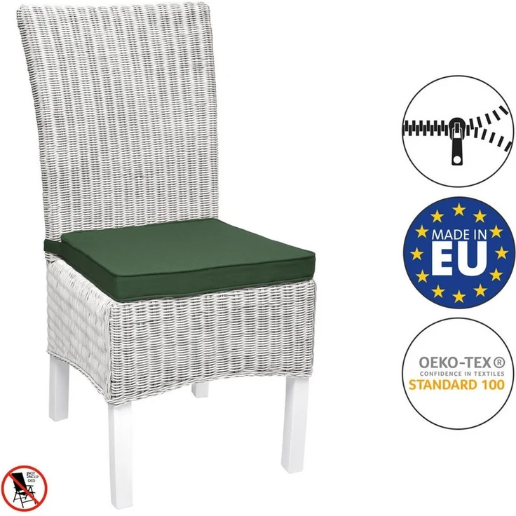 Beautissu Stuhlkissen 2er Set Loft SK Stuhlkissen Dunkelgrün, 45x40x5cm, Stuhlpolster mit Bändern Sitzkissen für Stühle, rutschfest – Bild 2