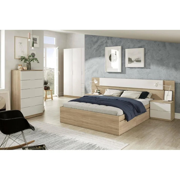 Dmora - Kommode mit Schubladen Mesquite, Wöchentlich mit 5 Schubladen, Kommode für Schlafzimmer, Moderne wöchentlich, cm 60x40h110, Eiche und Weiß – Bild 7