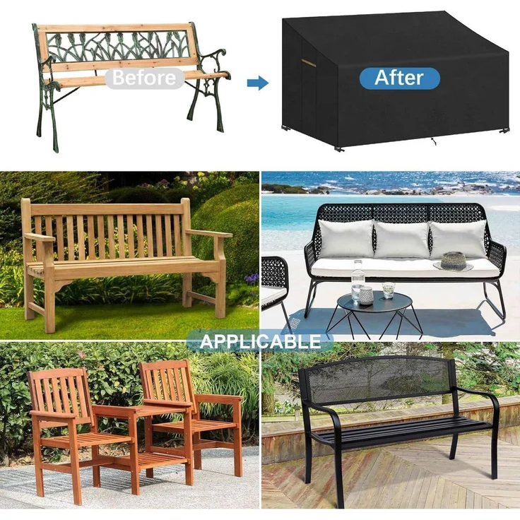 Gartenbank Abdeckung wasserdicht Polyrattan – Bild 7