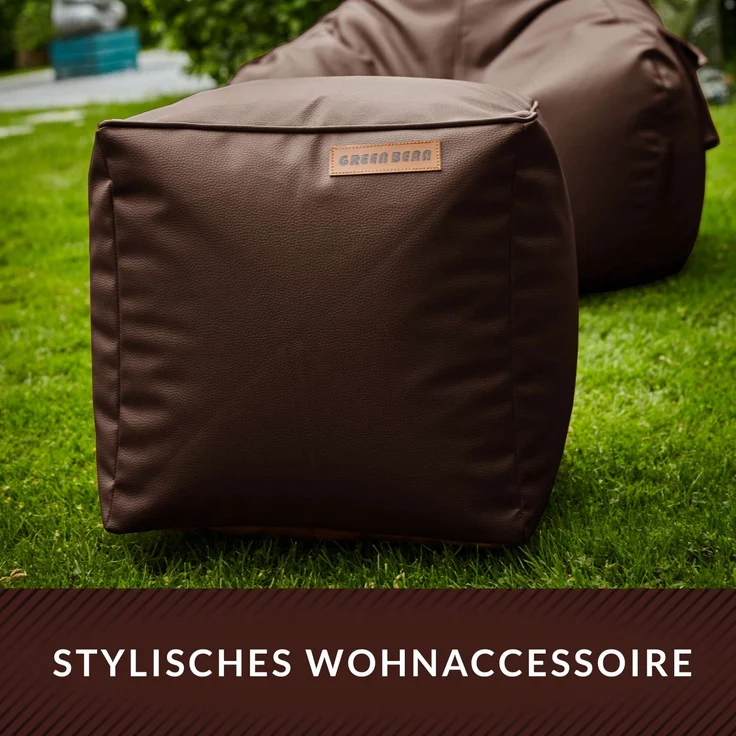 Green Bean® Sitzhocker aus Kunstleder - Pouf mit EPS Perlen Füllung - 40 x 40 cm - perfekte Ergänzung zum Sitzsack - Dunkelbraun – Bild 8