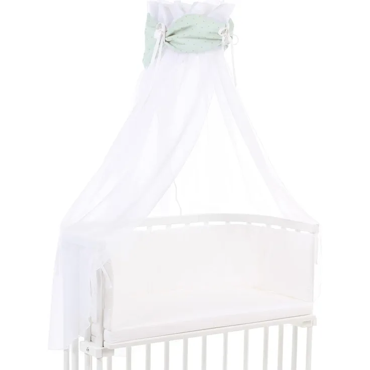 babybay Himmel Organic Cotton Royal mit Schleife passend für alle Modelle, mint Glitzerpunkte gold