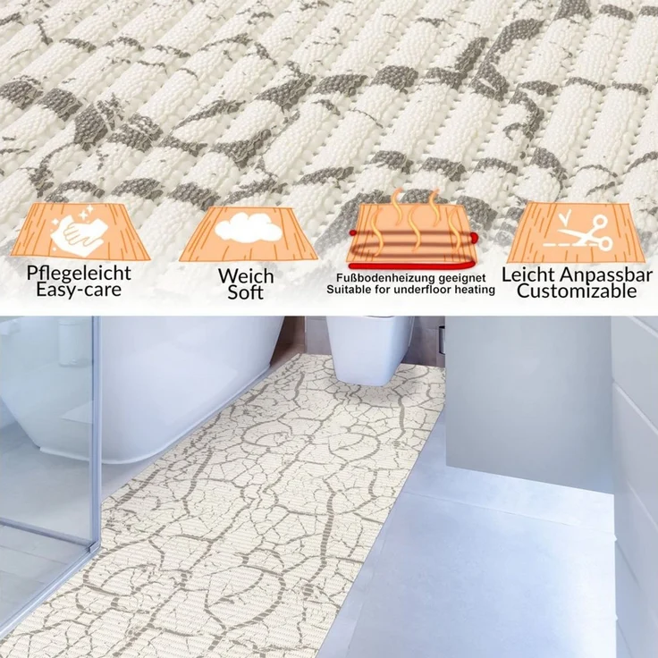 ANRO Schaum-Badematte Antirutschmatte Weichschaummatte Badezimmer Premium, Höhe 5 mm, strapazierfähig, Drainage Effekt, Rillen, wasserdurchlässig, rutschhemmend, pflegeleicht, Weich, fußbodenheizungsgeeignet, schnell trocknend, Rutschhemmend, mit Drain... – Bild 2